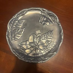 Vintage Arthur Court Pedestal Plate Tray with Magnolia
Flowers 2002